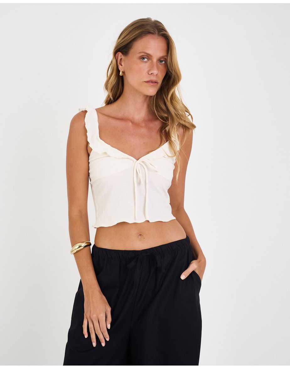 Top textura mel off-white