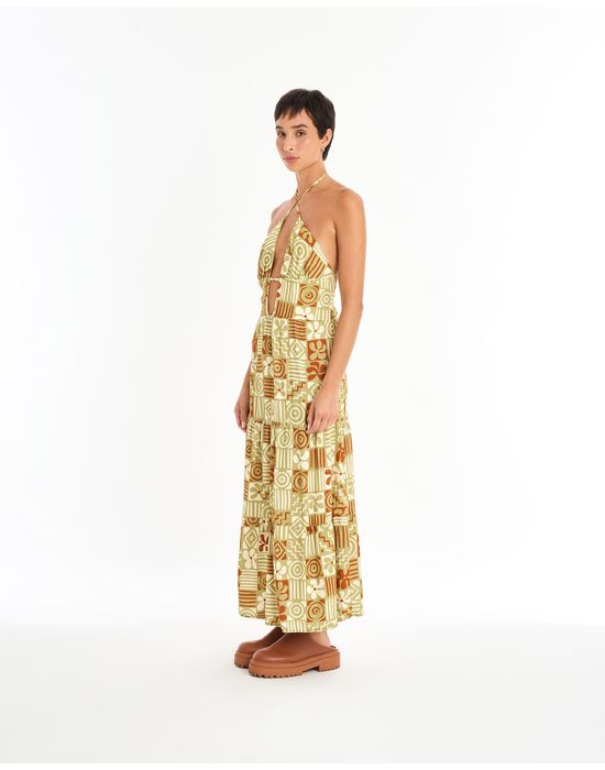 Vestido vazado estampado ter estampado