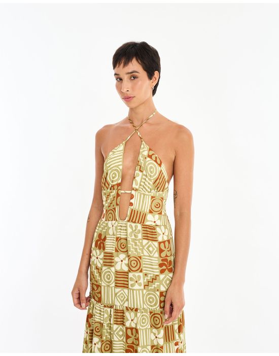 Vestido vazado estampado ter estampado