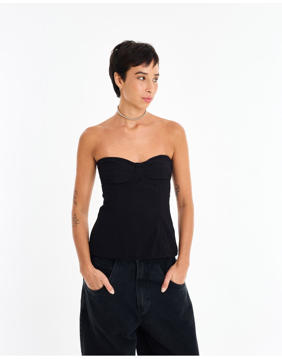 Corselet Coluna Met Preto