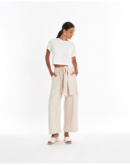 Calça bolsos can bege