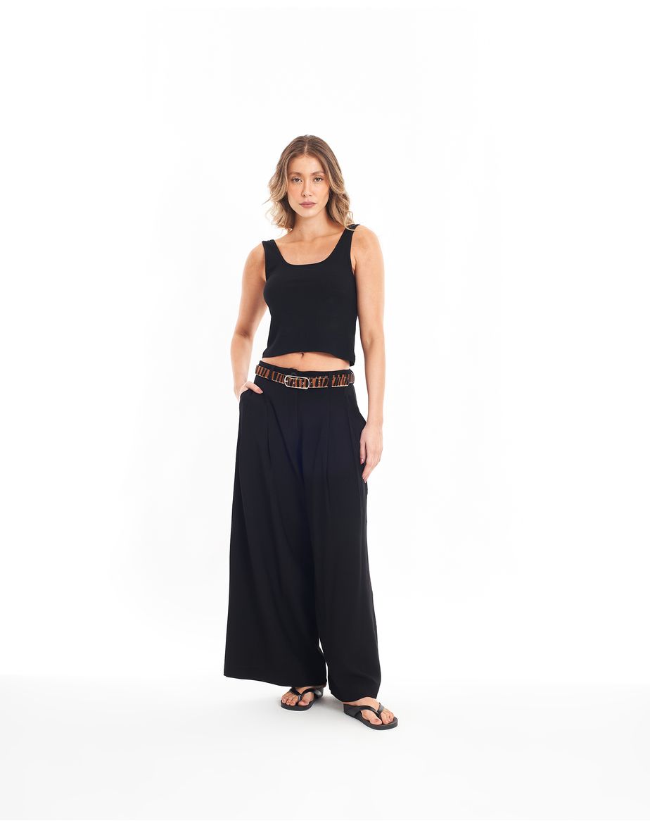 Calça pregas ver preto