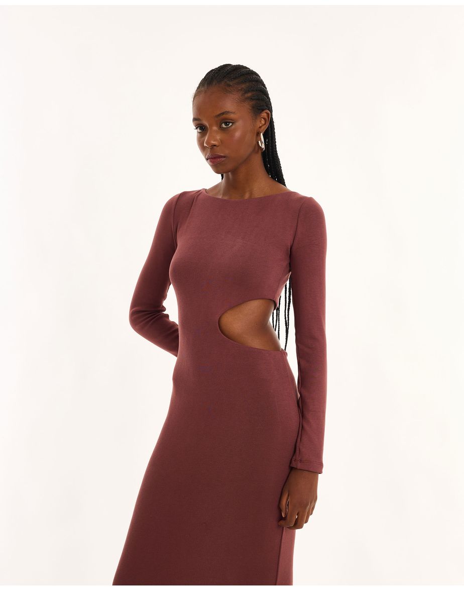 Vestido vazado urb marrom