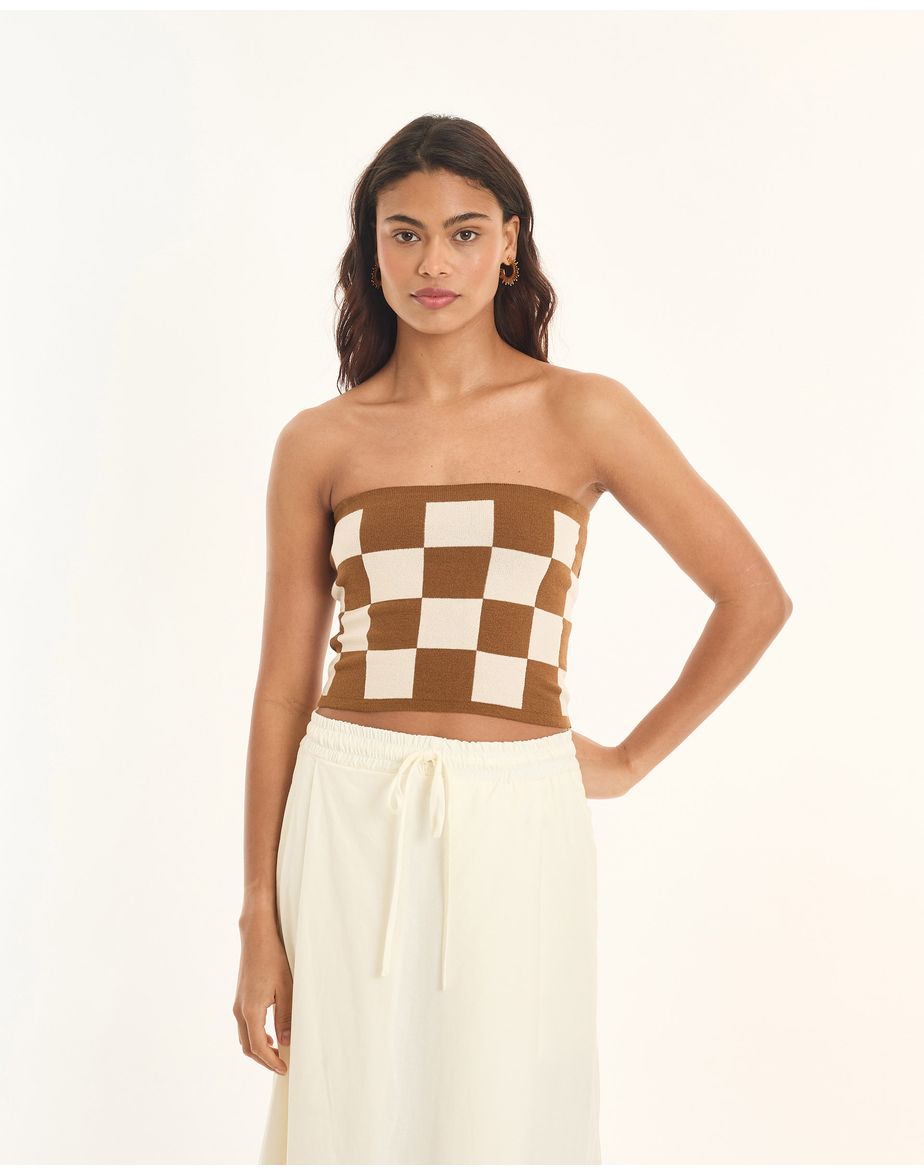 Top tricot tic marrom