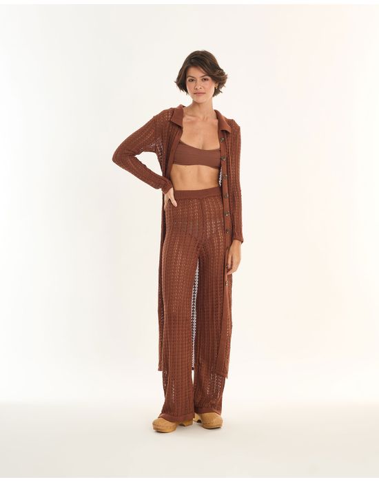 Calça tricot ade marrom