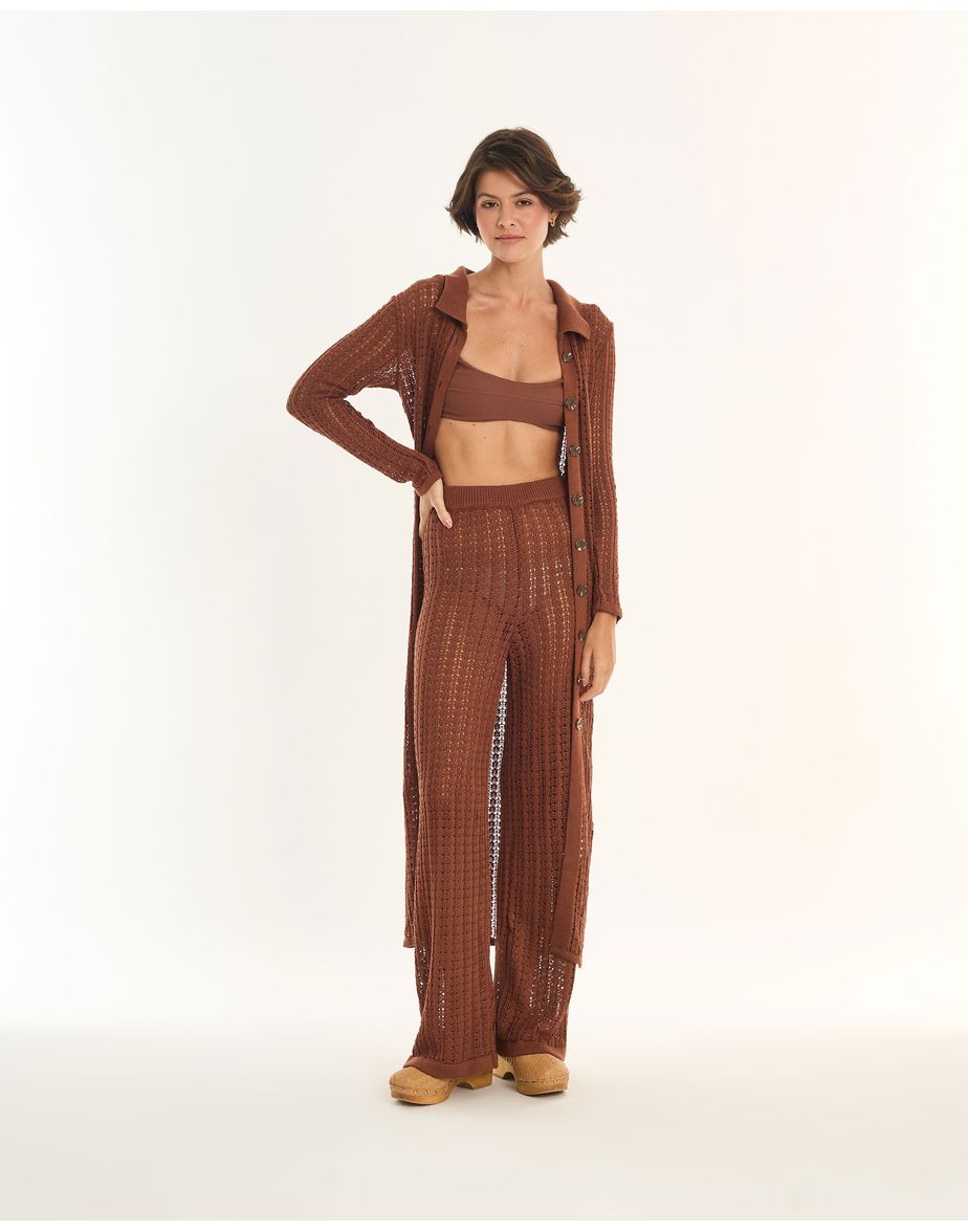 Calça tricot ade marrom