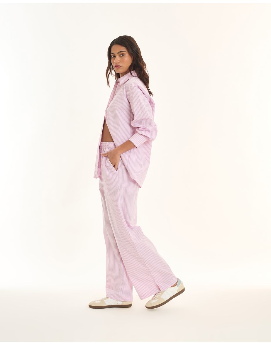 Calça listras tic listrado rosa