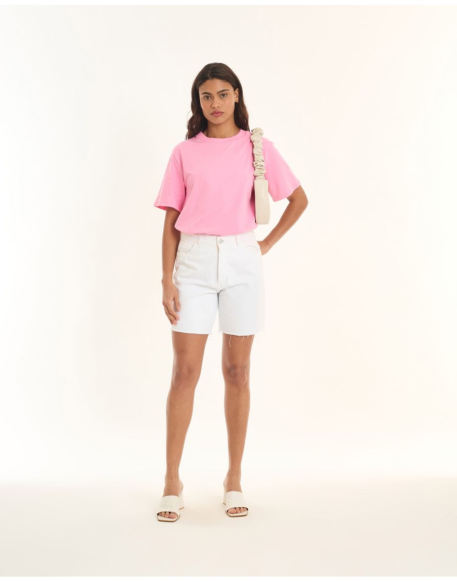 Camiseta longa tic rosa