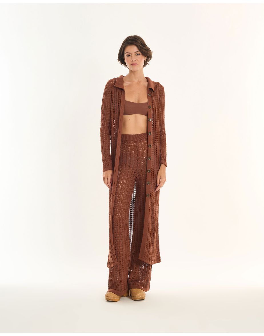 Casaco tricot ade marrom
