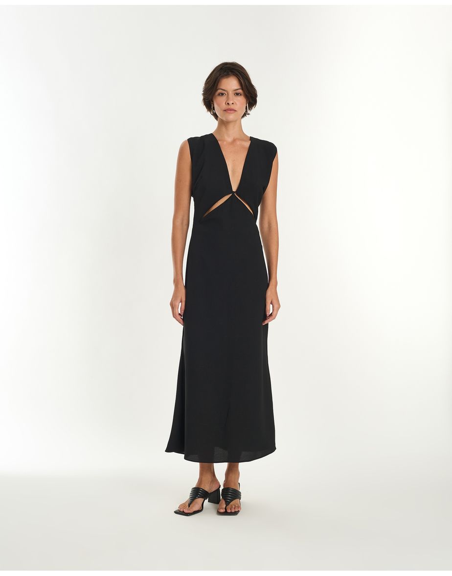 Vestido vazado ade preto