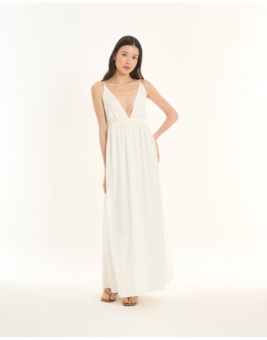 Vestido decote ade off-white