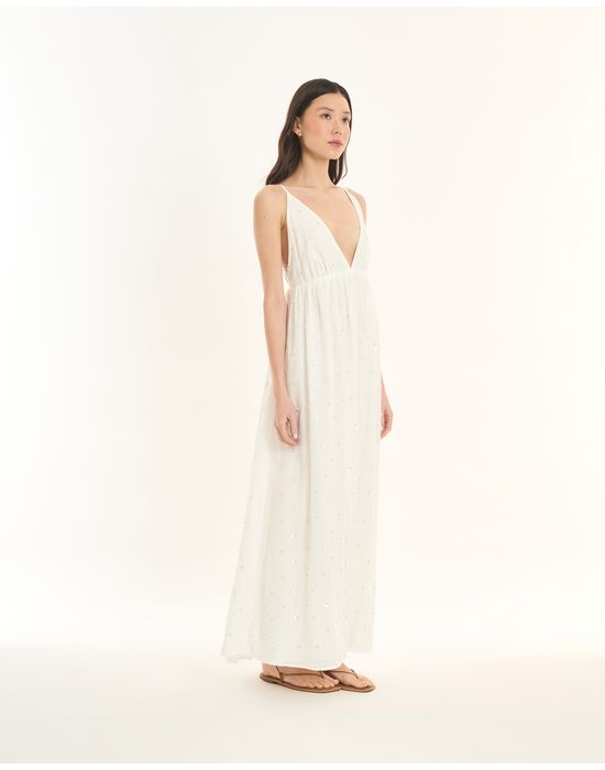 Vestido decote ade off-white