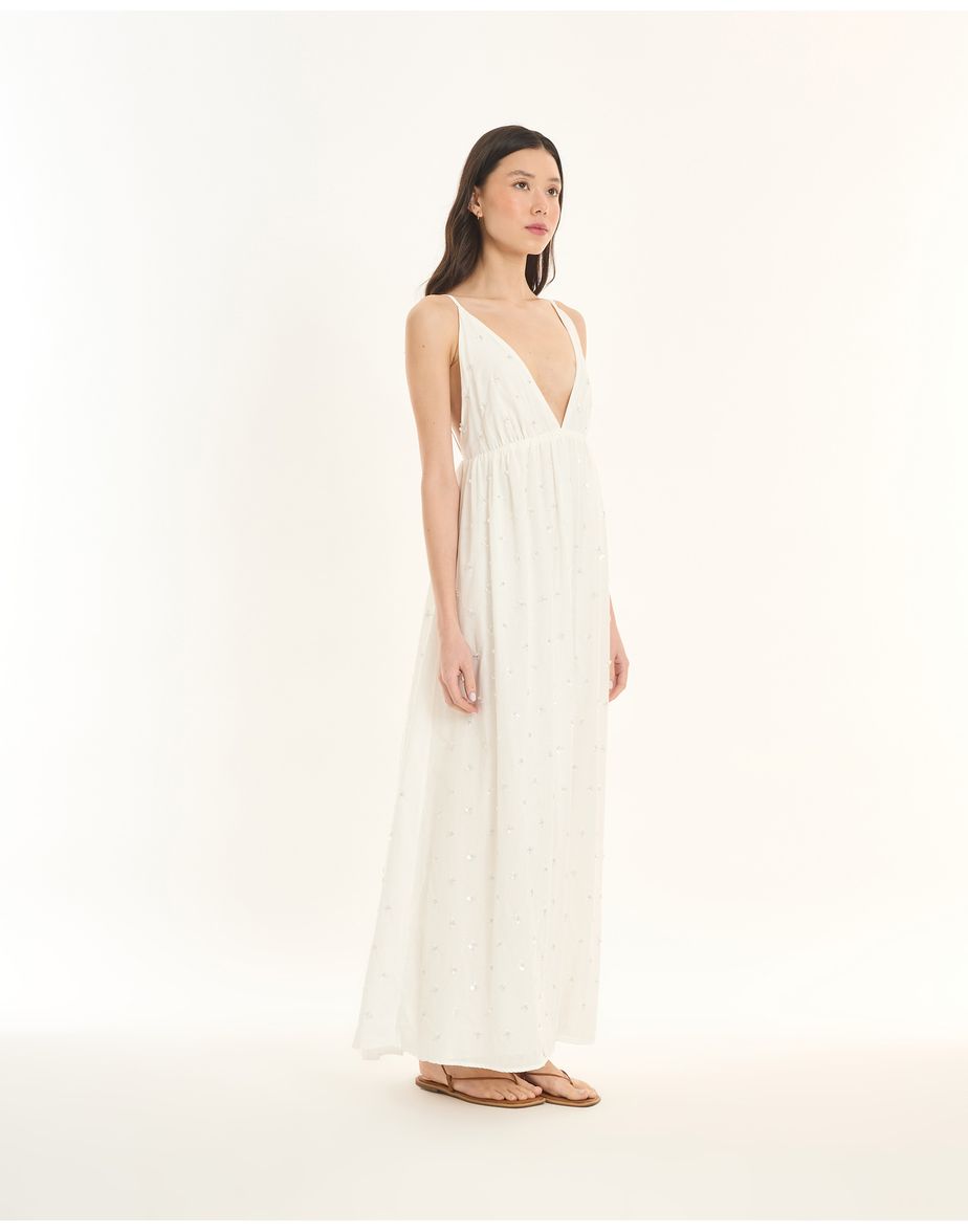 Vestido decote ade off-white