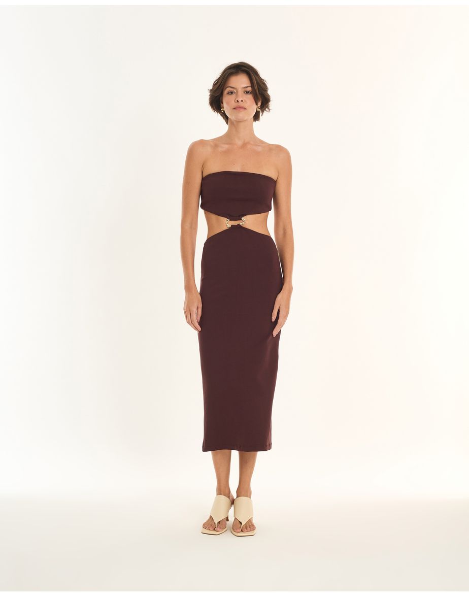 Vestido bandage ade marrom