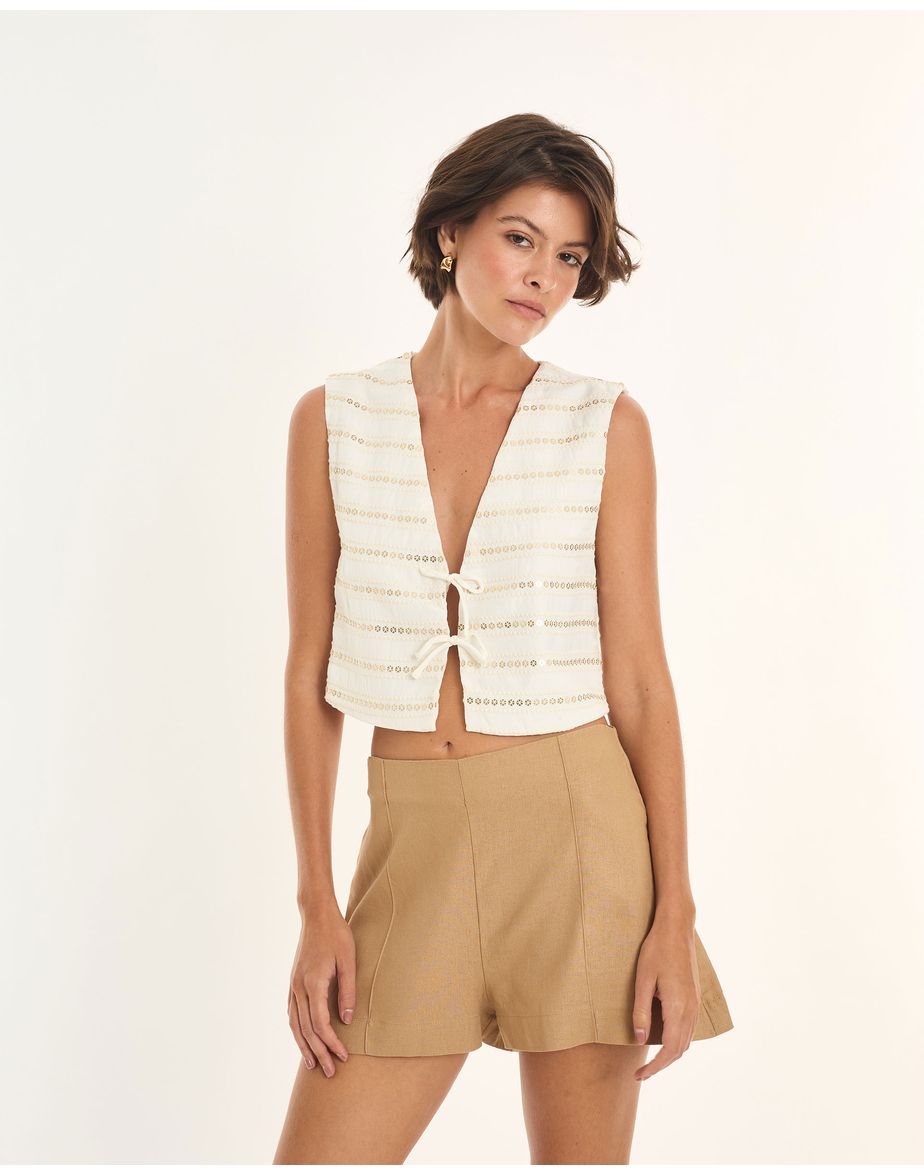 Top bordado ade off-white