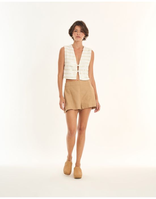 Short alfaiataria ade marrom