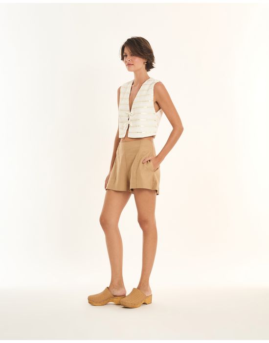 Short alfaiataria ade marrom