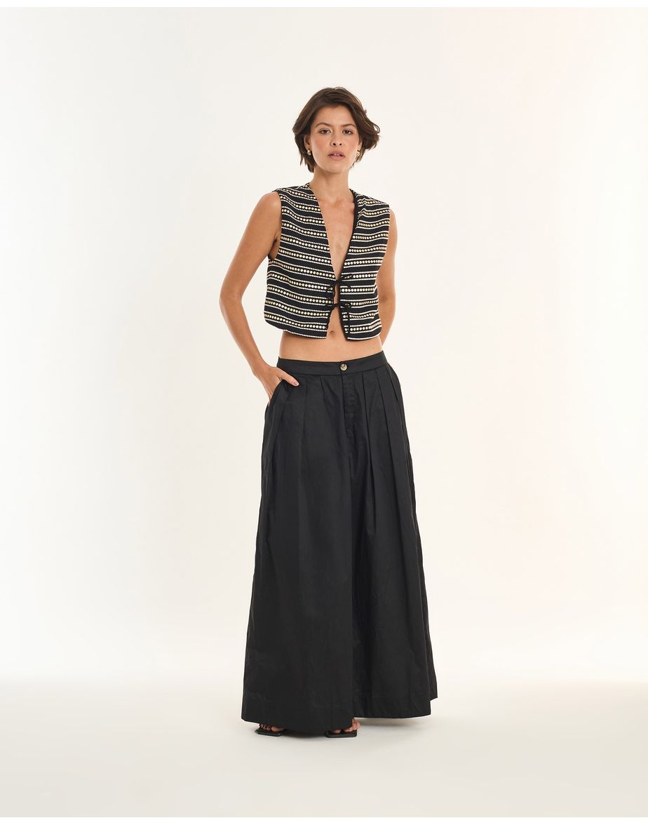 Calça pregas ade preto