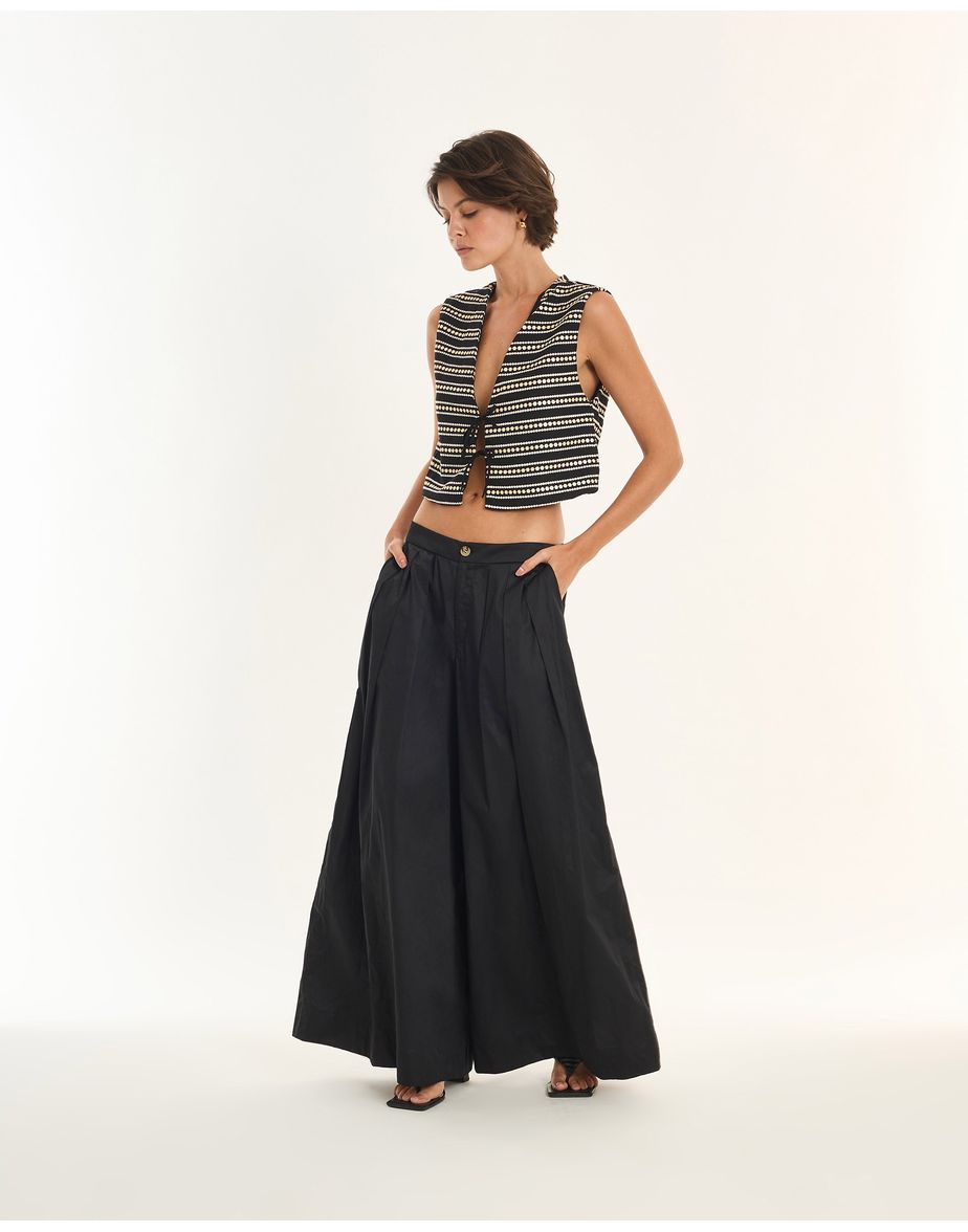 Calça pregas ade preto