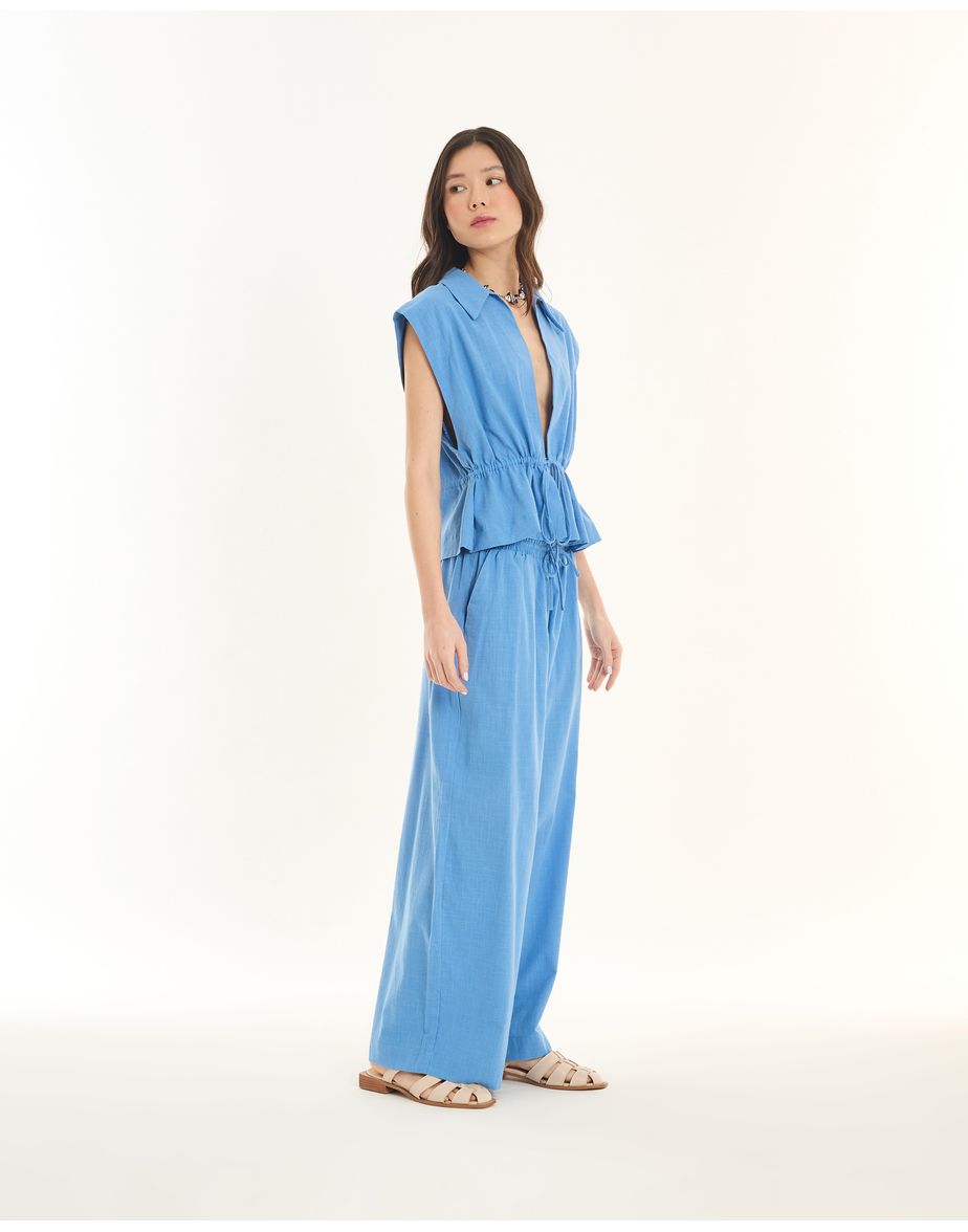 Calça ampla ess azul