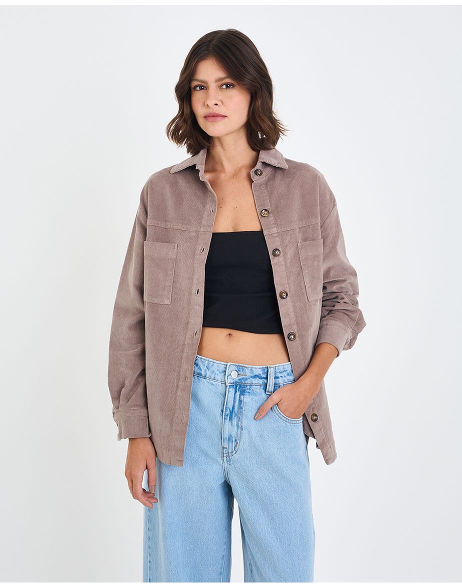 Camisa veludo inv cinza