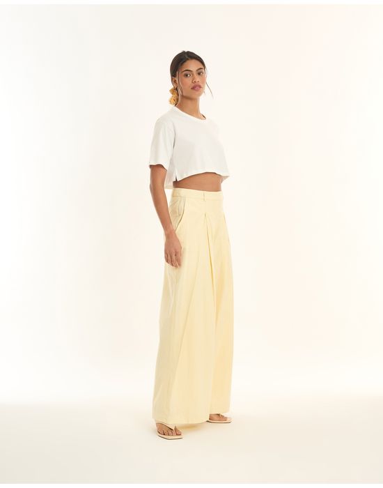 Calça pregas tic amarelo
