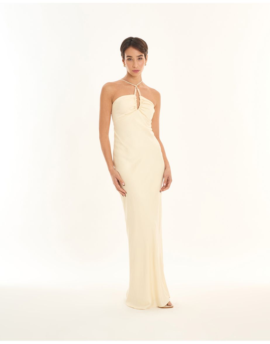 Vestido acetinado art off-white