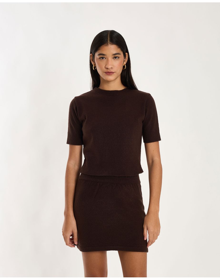 Blusa tricot tot marrom