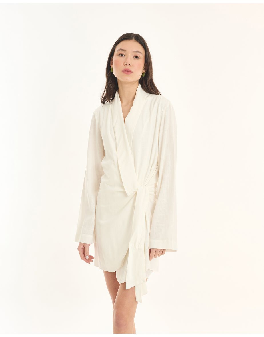 Vestido amarração ess off-white