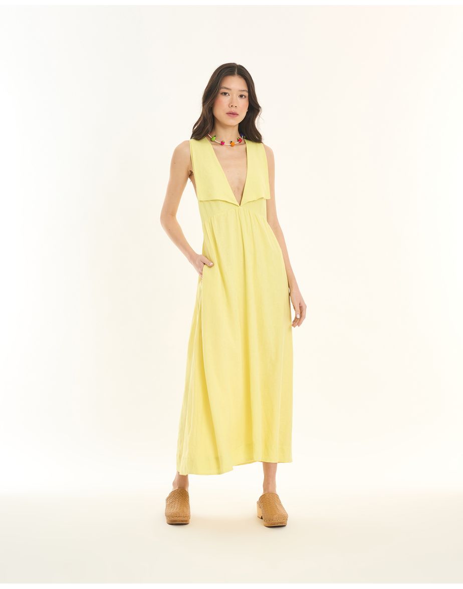 Vestido gola ess amarelo
