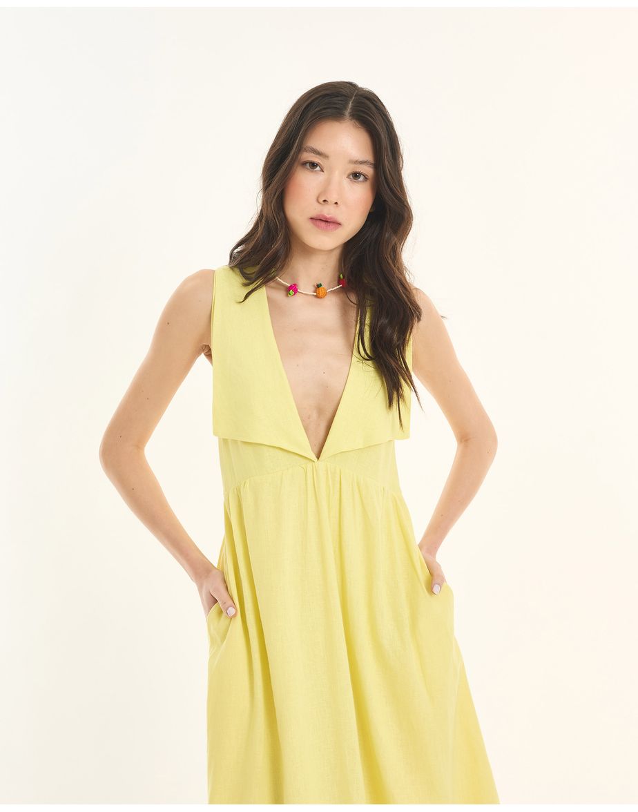 Vestido gola ess amarelo
