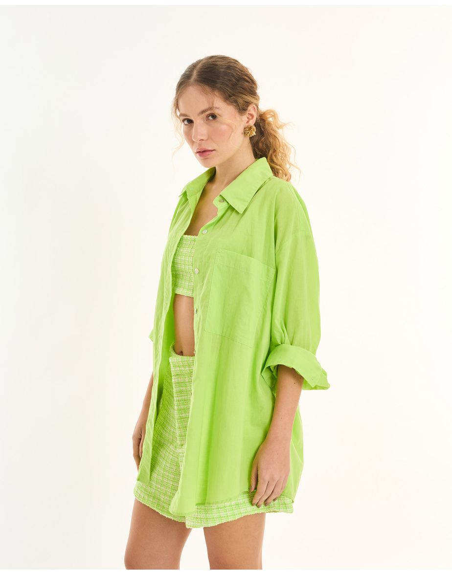 Camisa over tec verde