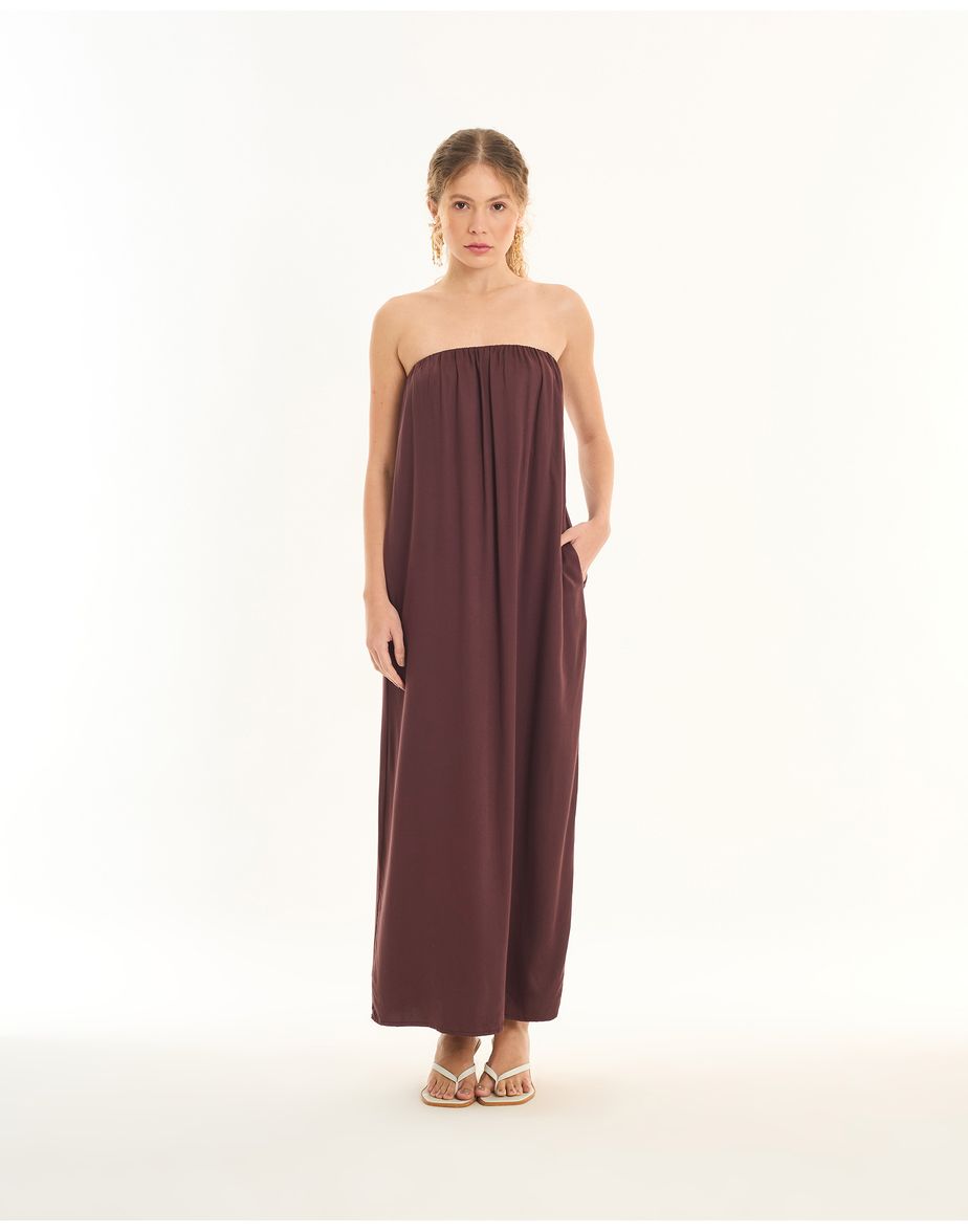 Vestido tqc tec marrom