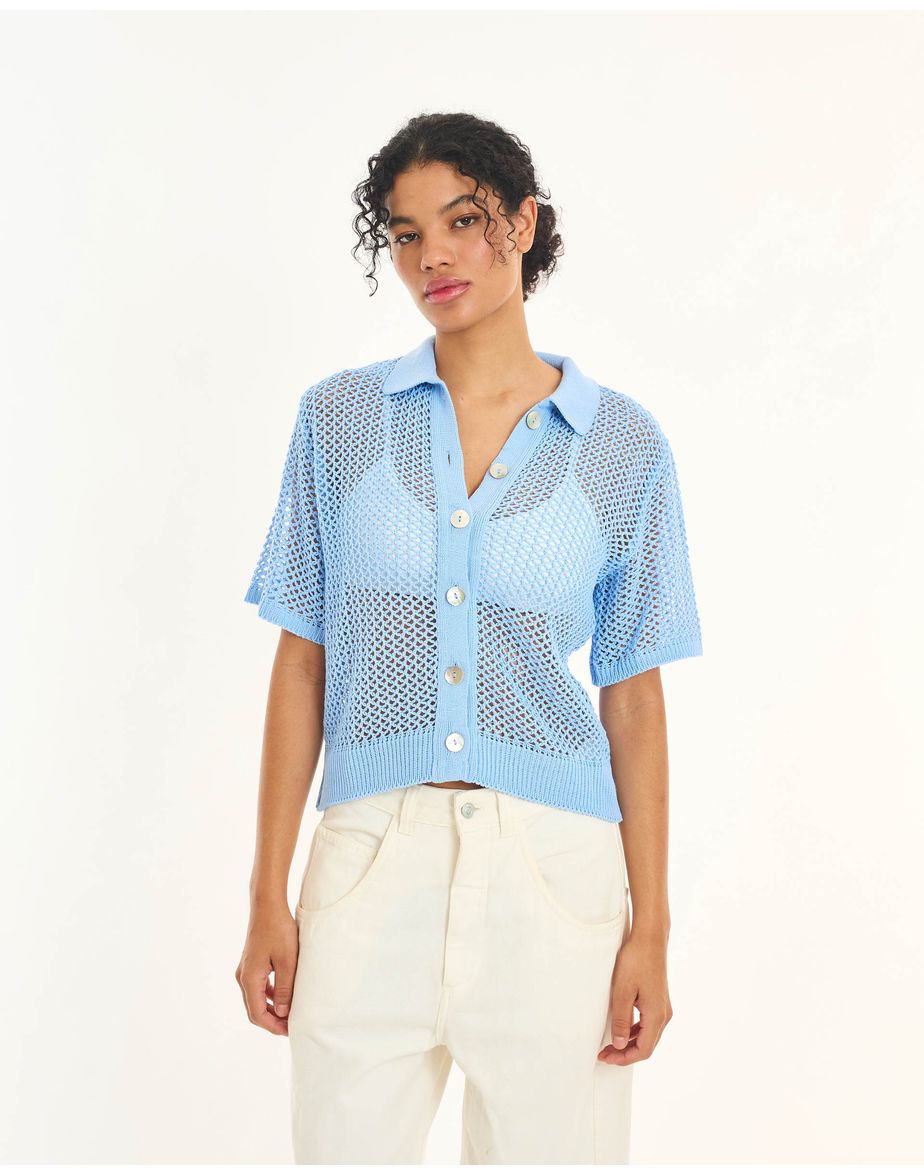 Camisa tricot neo azul
