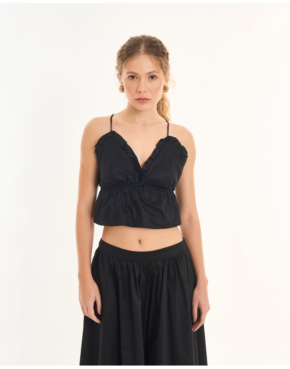 Blusa tricoline tec preto