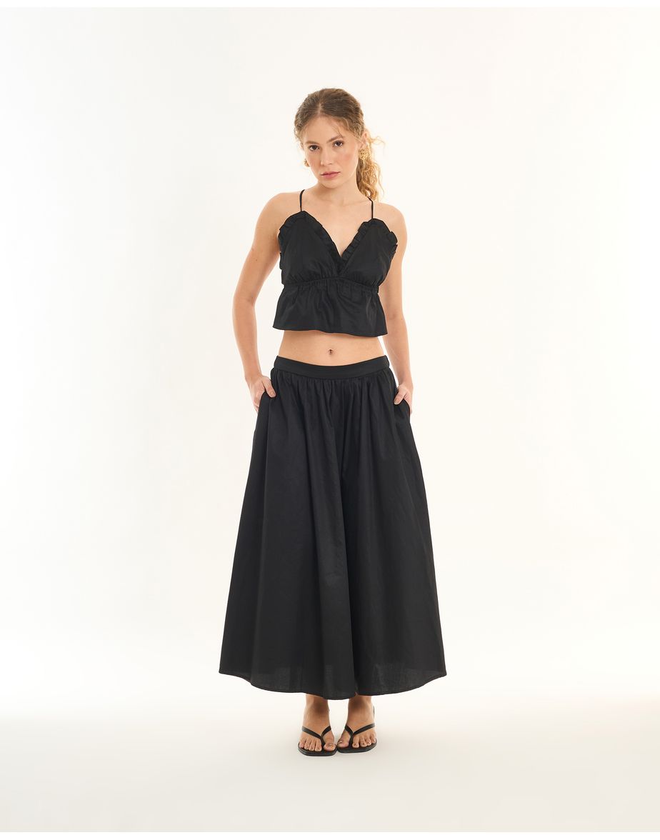 Blusa tricoline tec preto
