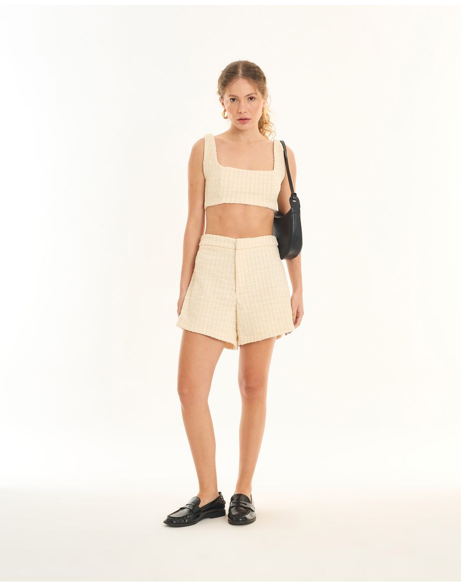 Short tweed tec off-white