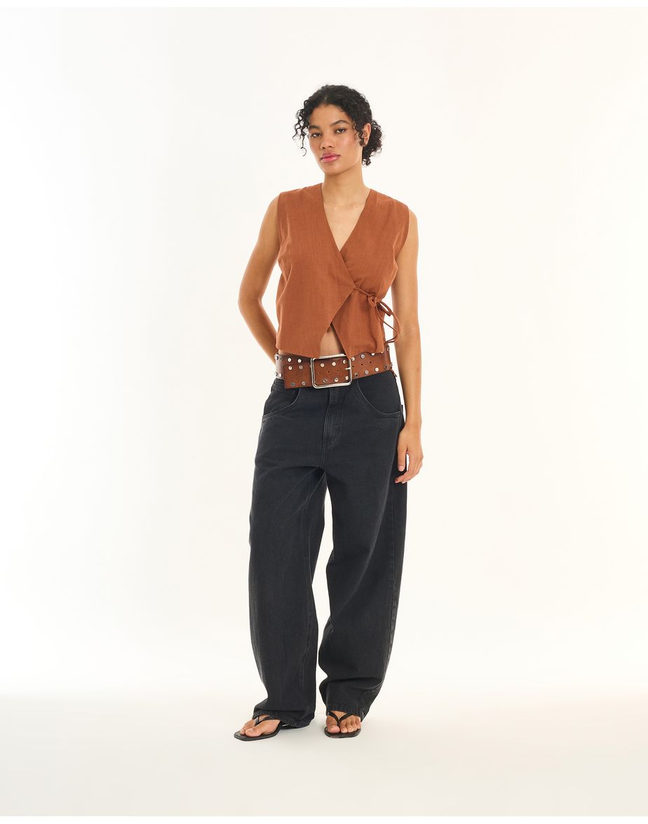 Blusa transpasse neo marrom