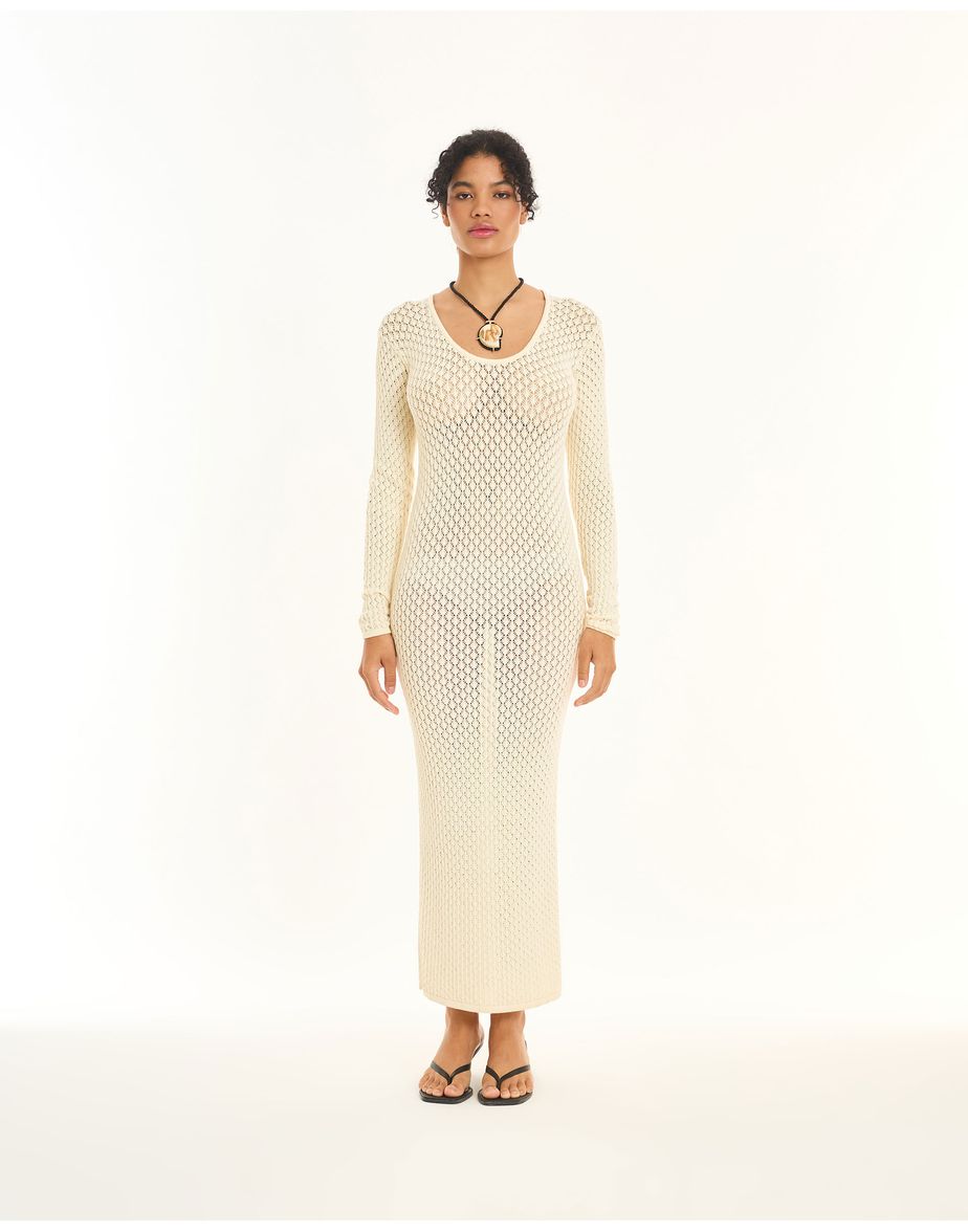Vestido tricot art off-white
