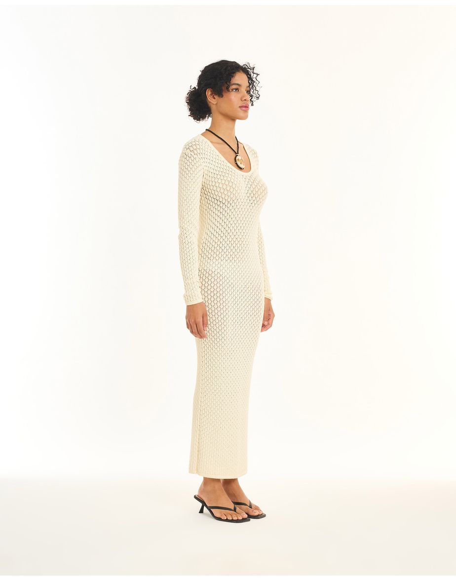 Vestido tricot art off-white