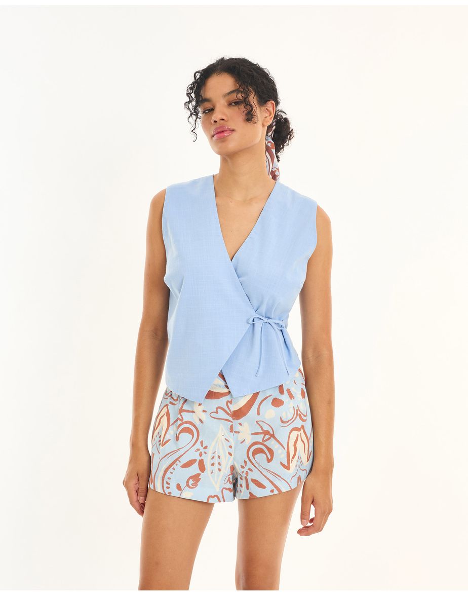 Blusa transpasse neo azul