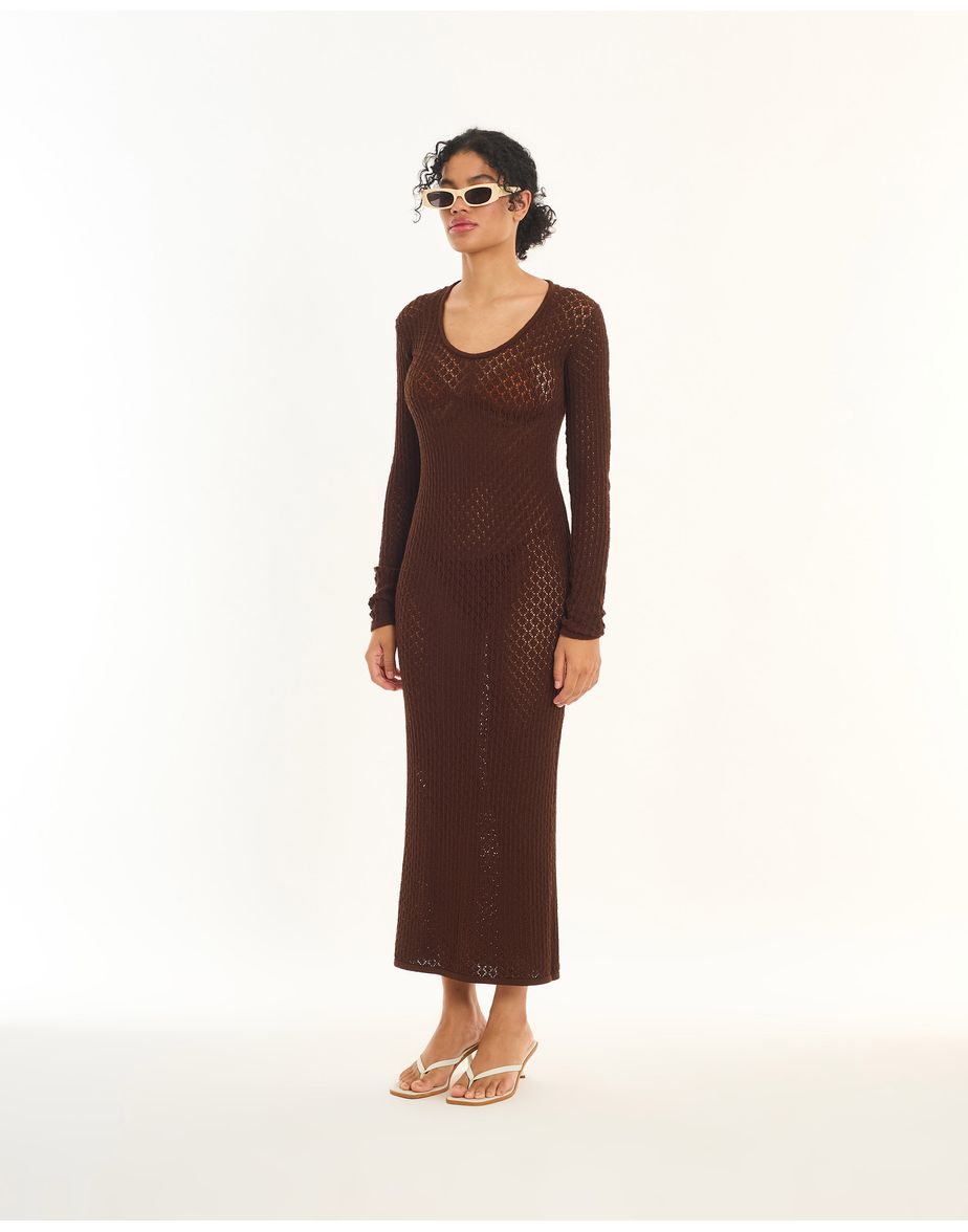 Vestido tricot art marrom