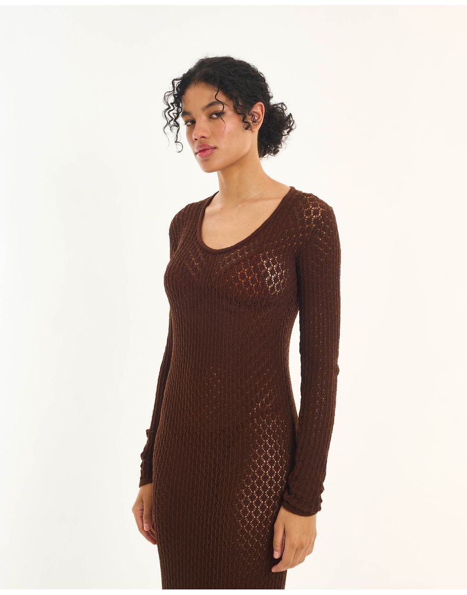 Vestido tricot art marrom