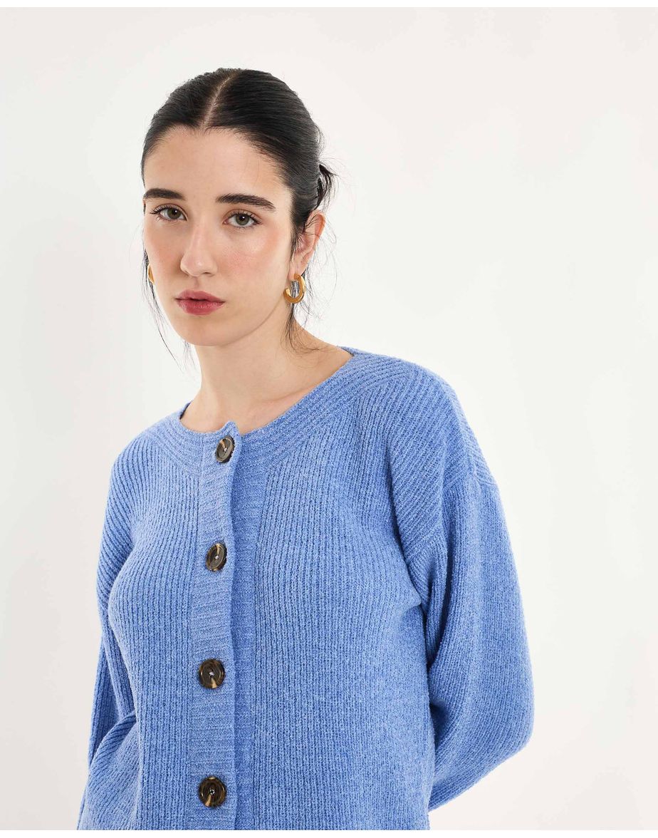 Casaco tricot pen azul