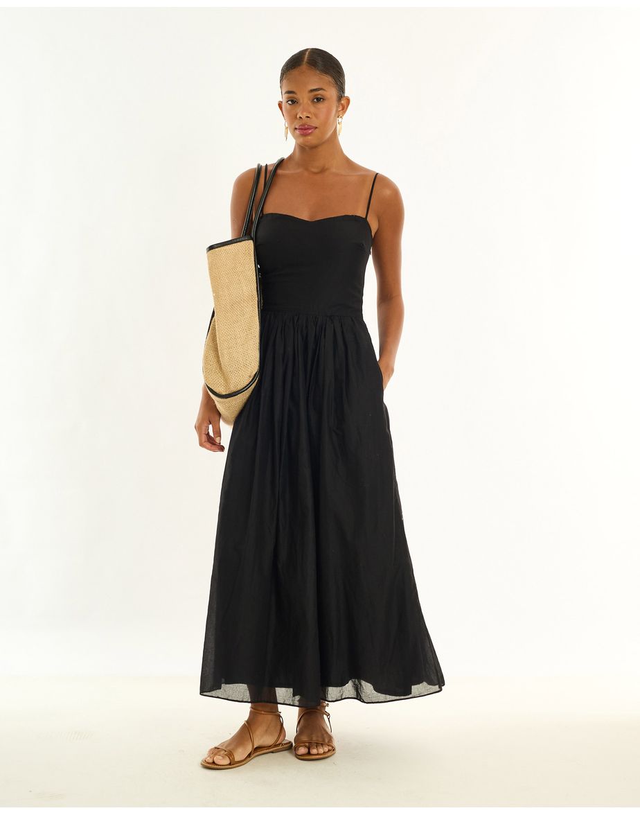 Vestido voil bos preto