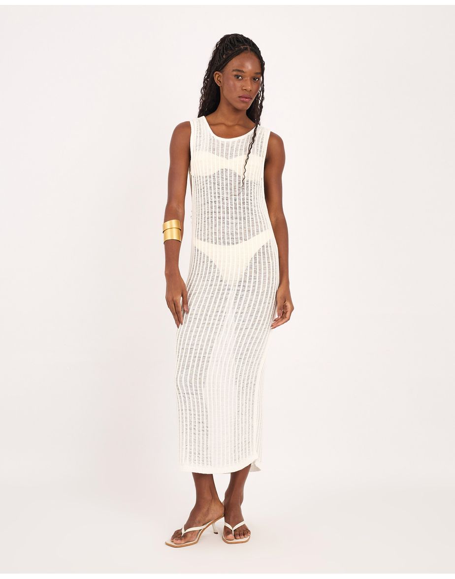 Vestido tricot alt off-white