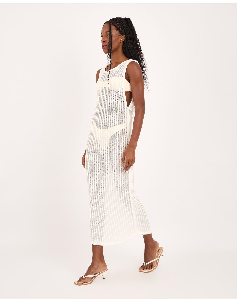 Vestido tricot alt off-white