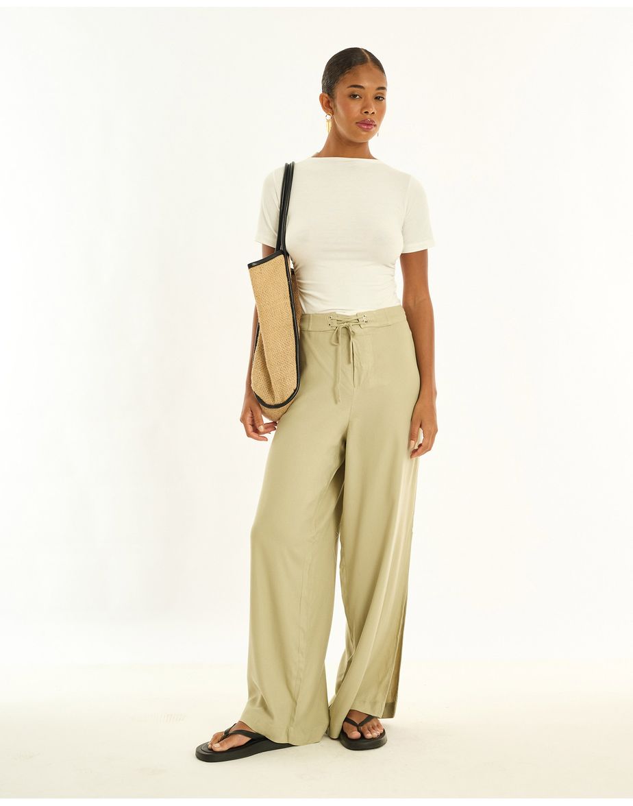 Calça crepe art verde