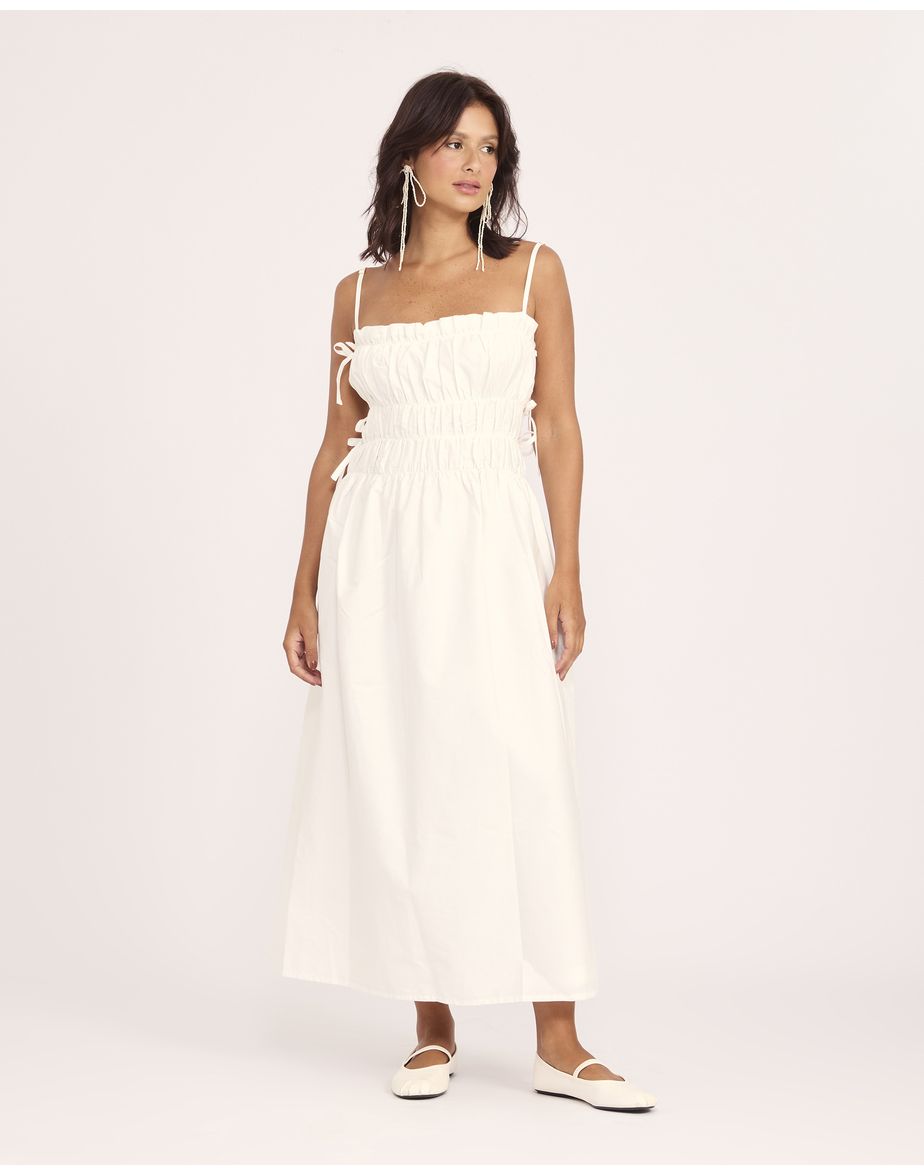 Vestido cadarço road off-white