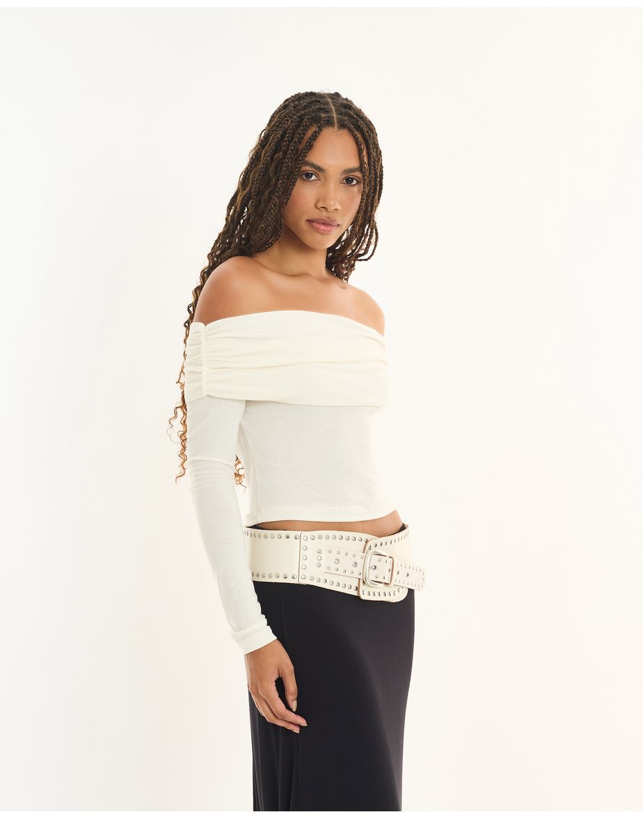 Blusa ombro inv off-white